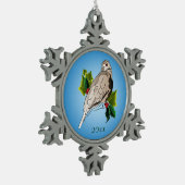 Friedliche Taube mit Heiligen und Ivy Schneeflocken Zinn-Ornament (Links)