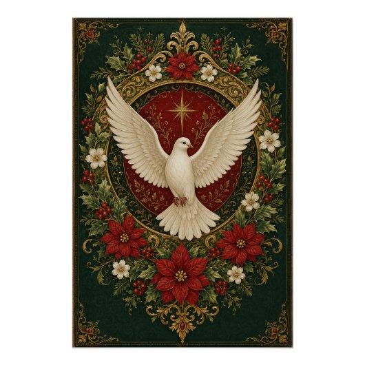 Friedliche Tauben-Weihnacht Poster (Vorderseite)
