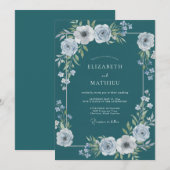 Friedliche Teal-Winterhochzeit Einladung (Vorne/Hinten)