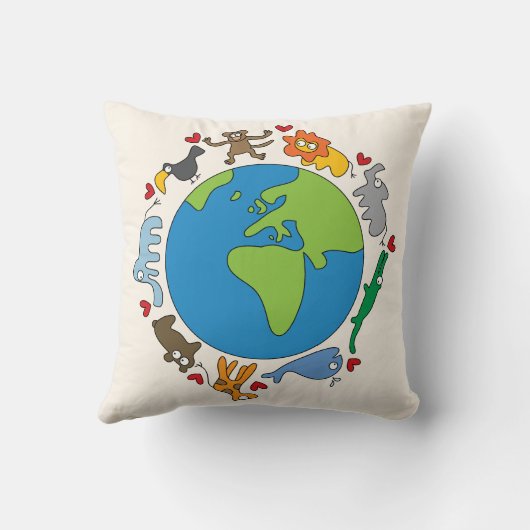 Friedliche Tiere aus Niedlichen Cartoon auf der ga Kissen (Rückseite)