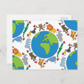 Friedliche Tiere aus Niedlichen Cartoon auf der ga Postkarte (Vorne/Hinten)