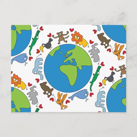 Friedliche Tiere aus Niedlichen Cartoon auf der ga Postkarte (Vorderseite)