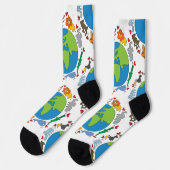 Friedliche Tiere aus Niedlichen Cartoon auf der ga Socken (Linkes Detail)