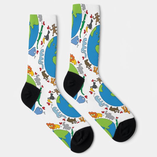 Friedliche Tiere aus Niedlichen Cartoon auf der ga Socken (Rechts)