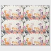 Friedliche Tiere zwischen Blume und Bäumen Geschenkpapier (Flach)