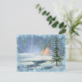 FRIEDLICHE TIPI & SNOWFLAKEN VON SHARON SHARPE POSTKARTE (Stehend Vorderseite)