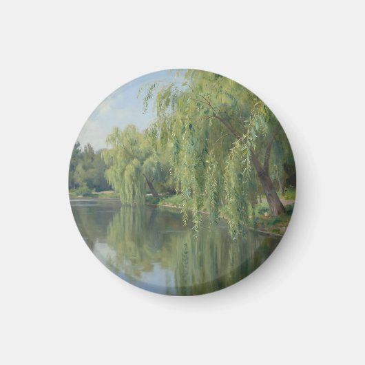Friedliche Trauerweiden-Teichlandschaft Magnet (Vorne)