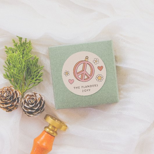 Friedliche und Liebe Bauble Retro Grotto America Runder Aufkleber