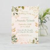 Friedliche Verdant Charm Birthday Celebration Einladung (Stehend Vorderseite)