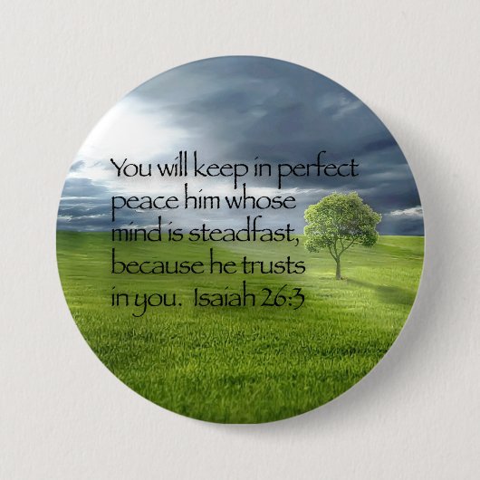 Friedliche Verse Verse Isaiah 26:3 Button (Vorderseite)