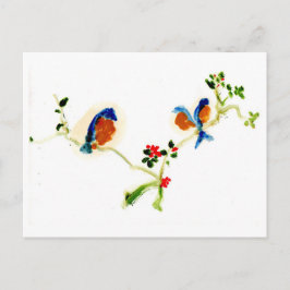 Friedliche Vögel auf der Postkarte des Zweiges