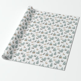 Friedliche Waldkatzen Winter Schnee Kiefer Geschen Geschenkpapier