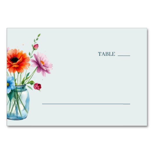 Friedliche Wasserfarben-Blumen in Pastellfarben Tischnummer (Vorderseite)