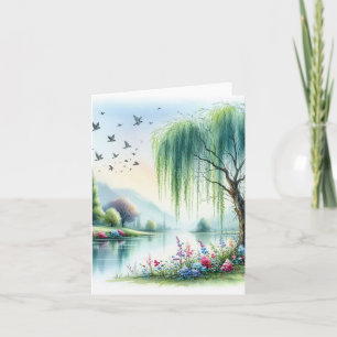 Friedliche Wasserfarbenlandschaft Blank