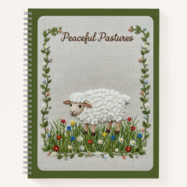 Friedliche Weiden Stickerei Schaf Natur Journal Notizblock