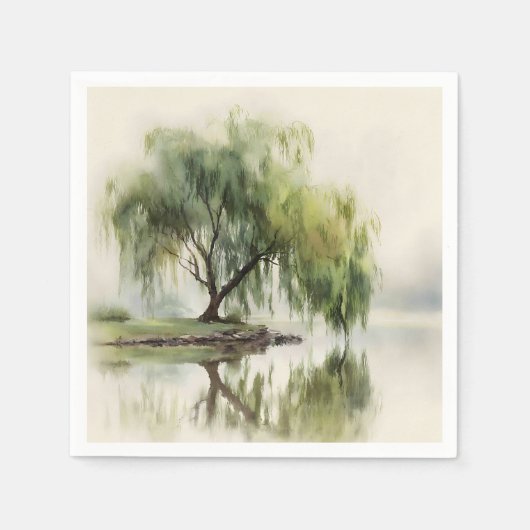 Friedliche Weidenbaum-Reflexion Naturkunst (12) Serviette (Vorderseite)