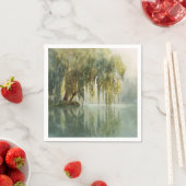 Friedliche Weidenbaum-Reflexion Naturkunst (8) Serviette (Beispiel)