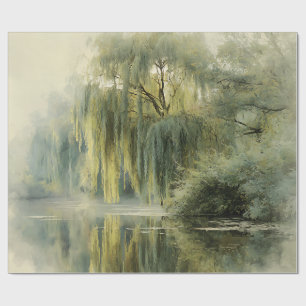 Friedliche Weidenbaum-Reflexions-Naturkunst (10) Geschenkpapier
