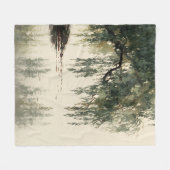 Friedliche Weidenbaum-Reflexions-Naturkunst (11) Fleecedecke (Vorderseite (Horizontal))