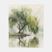 Friedliche Weidenbaum-Reflexions-Naturkunst (12) Fleecedecke (Vorderseite)