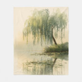 Friedliche Weidenbaum-Reflexions-Naturkunst (1) Fleecedecke (Vorderseite)