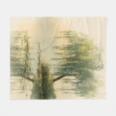 Friedliche Weidenbaum-Reflexions-Naturkunst (1) Fleecedecke (Vorderseite (Horizontal))
