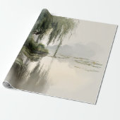 Friedliche Weidenbaum-Reflexions-Naturkunst (2) Geschenkpapier (Ungerollt)