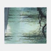 Friedliche Weidenbaum-Reflexions-Naturkunst (4) Fleecedecke (Vorderseite (Horizontal))