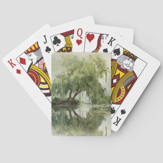 Friedliche Weidenbaum-Reflexions-Naturkunst (5) Spielkarten (Rückseite)