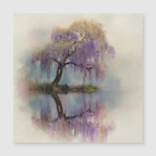 Friedliche Weidenbaum-Reflexions-Naturkunst (6) Magnetkarte