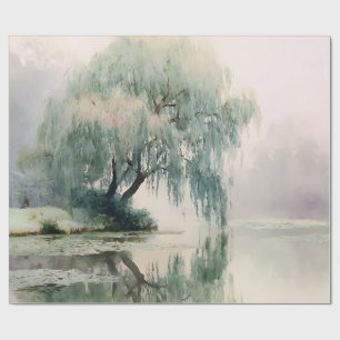 Friedliche Weidenbaum-Reflexions-Naturkunst (7) Geschenkpapier