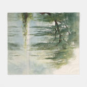 Friedliche Weidenbaum-Reflexions-Naturkunst (9) Fleecedecke (Vorderseite (Horizontal))