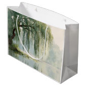 Friedliche Weidenbaum-Reflexions-Naturkunst (9) Große Geschenktüte (Rückseite Schrägansicht)