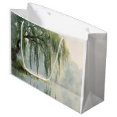 Friedliche Weidenbaum-Reflexions-Naturkunst (9) Große Geschenktüte (Vorderseite Schrägansicht)