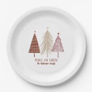 Friedliche Weihnachtsbäume Chic Pappteller