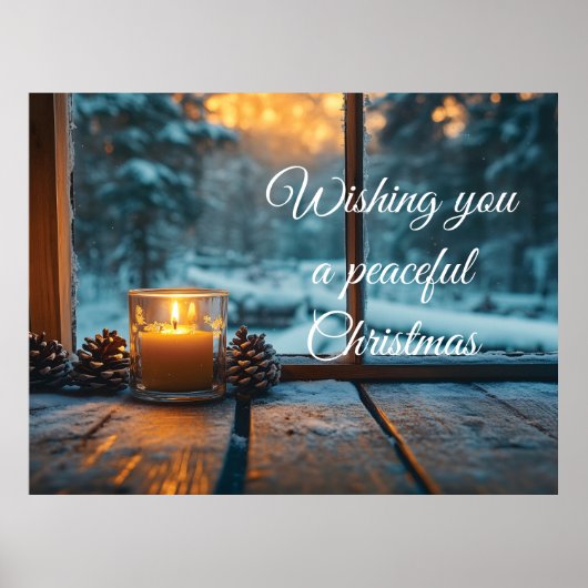 Friedliche Weihnachtsdekoration im Fenster Poster (Vorne)