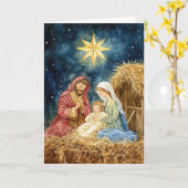 Friedliche Weihnachtskrippe Karte (Gelbe Blume)