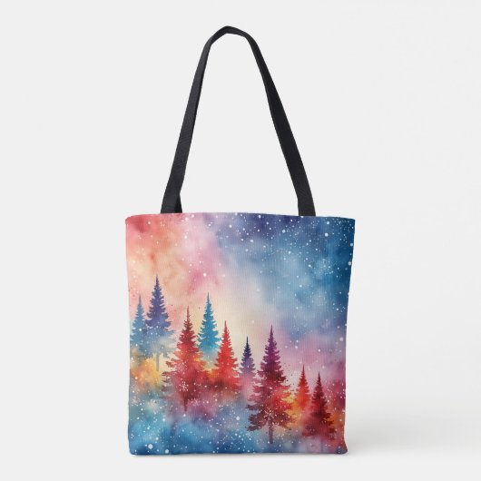 Friedliche Weihnachtswasserfarbe Tasche (Rückseite)