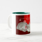 FRIEDLICHE WESTIE FEIERTAGE ZWEIFARBIGE TASSE (Vorderseite Links)