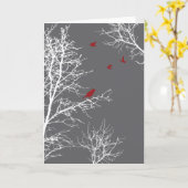 Friedliche Winter-Silhouette-Bäume und Vögel Karte (Gelbe Blume)