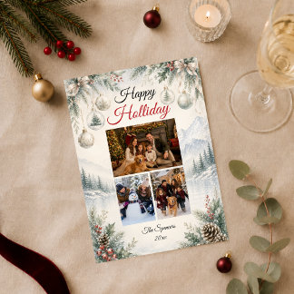 Friedliche Winterberg-Familienporträt-Feier Feiertagskarte