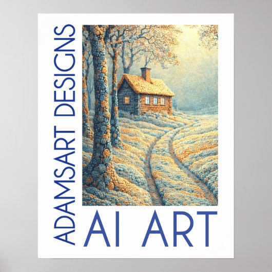 Friedliche Winterhüttenlandschaft AI-Kunst Poster (Vorne)