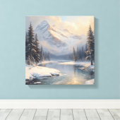 Friedliche Winterlandschaft Ölbild Stil Leinwanddruck (Insitu (Holzboden))