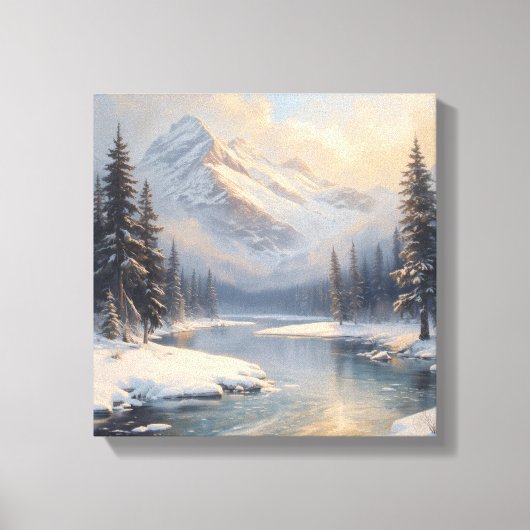 Friedliche Winterlandschaft Ölbild Stil Leinwanddruck (Vorderseite)