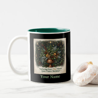 Friedliche Wintermorgen nähren Zweifarbige Tasse