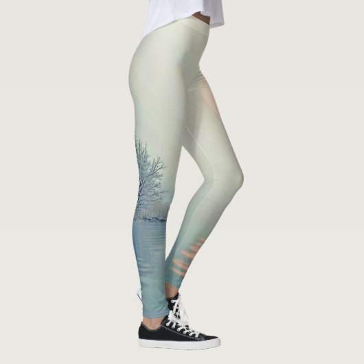 Friedliche Wintermorgendliche Kunst Leggings (Rechts)