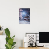 Friedliche Winternacht im Tempel Poster (Heimbüro)
