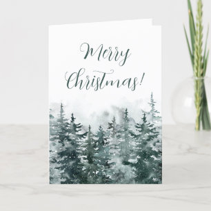 Friedliche Winterwald-Aquarell-Weihnachtskarte zum Feiertagskarte