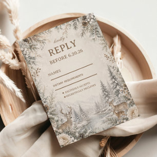 Friedliche Winterwald-Rehe Reflexionen RSVP Karte