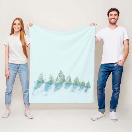 Friedliche Winterwaldschneedecke Zeichnend Wasserf Fleecedecke (Beispiel)